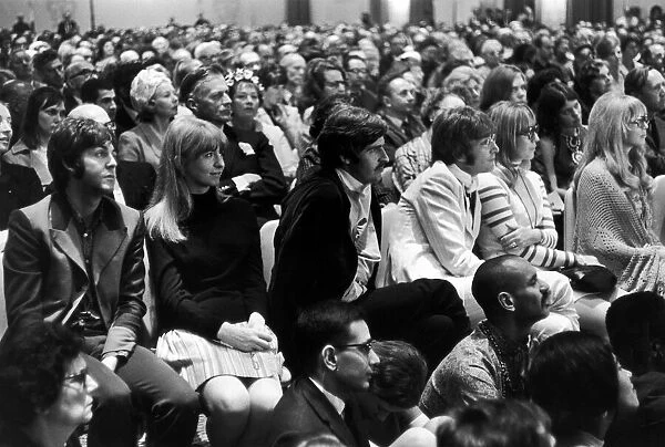 The Beatles attend lecture by Maharishi Mahesh Yogi at the Hilton Hotel on Park