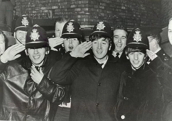 The Beatles clown dressed in policemen helmets used to smuggle them into the Birmingham