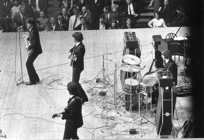 Framed Print : The Beatles in concert during European Tour June - July 1965 Framed Print : The Beatles in concert during European Tour June - July 1965