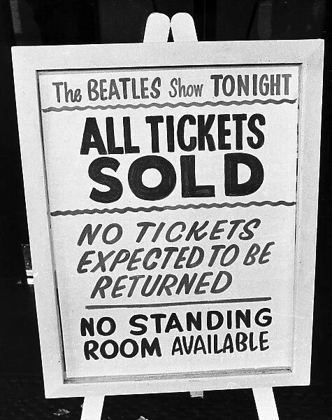 Beatles Concert at the Odeon Theatre, Cheltenham. A notice board showing that all