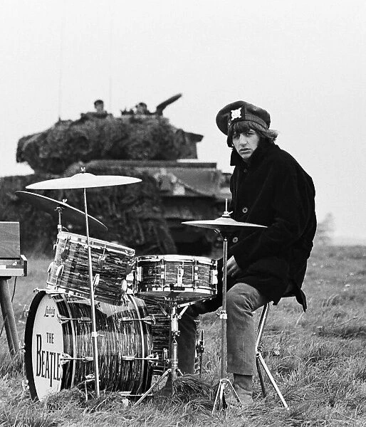 Beatles drummer Ringo Starr during the filming of their latest film 'Help'