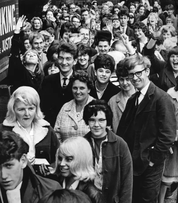 Framed Print : Beatles fans wait patiently to buy tickets from the box-office of the Odeon cinema