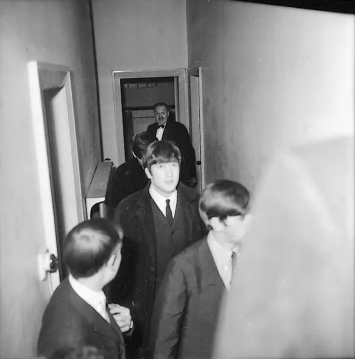 Framed Print : Beatles files 1964 John Lennon backstage after concert in Derbyshire Framed Print : Beatles files 1964 John Lennon backstage after concert in Derbyshire