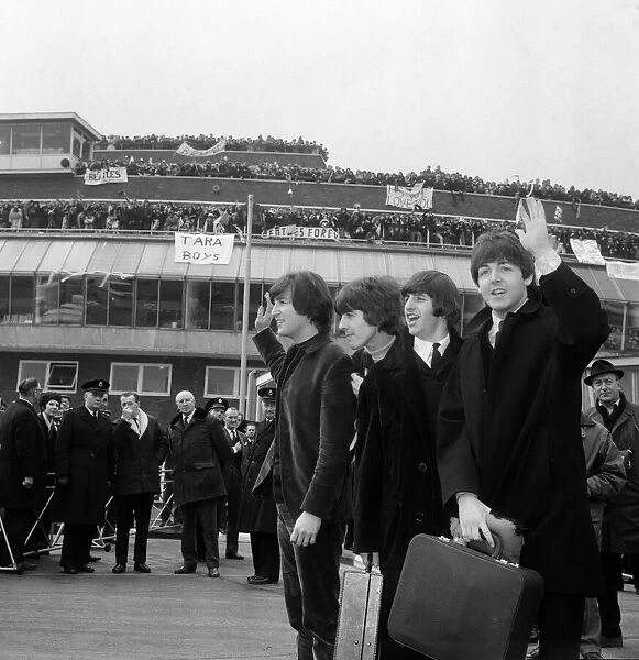 The Beatles fly off - to tears 22nd February 1965. 'Come back soon