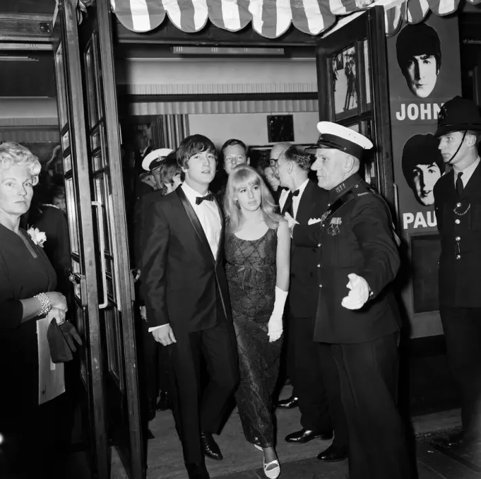 Framed Print : The Beatles A Hard Days Night royal film premiere at the London Pavilion Theatre in Framed Print : The Beatles A Hard Days Night royal film premiere at the London Pavilion Theatre in
