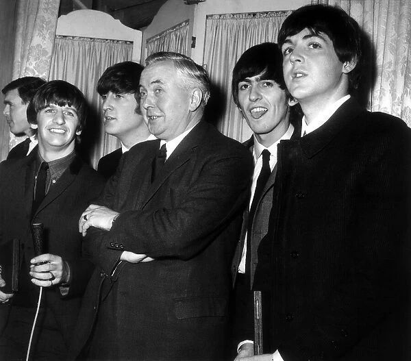The Beatles and Harold Wilson MP, Labour Party Leader who presented them with their