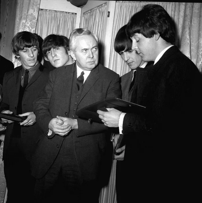 Framed Print : The Beatles and Harold Wilson MP, Labour Party Leader who presented them with their