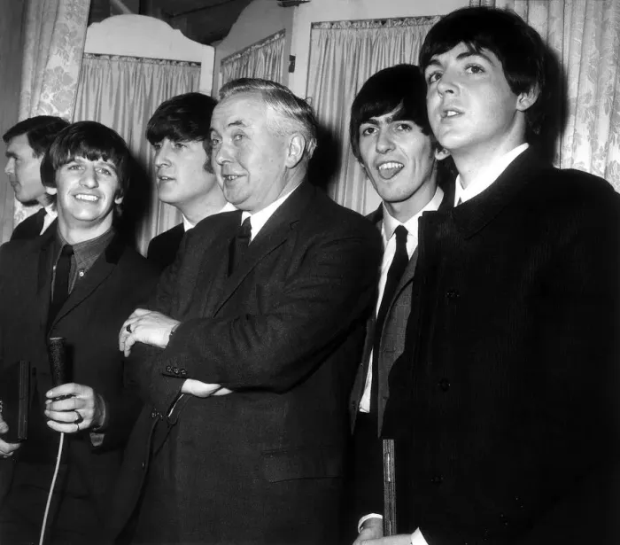 Framed Print : The Beatles and Harold Wilson MP, Labour Party Leader who presented them with their