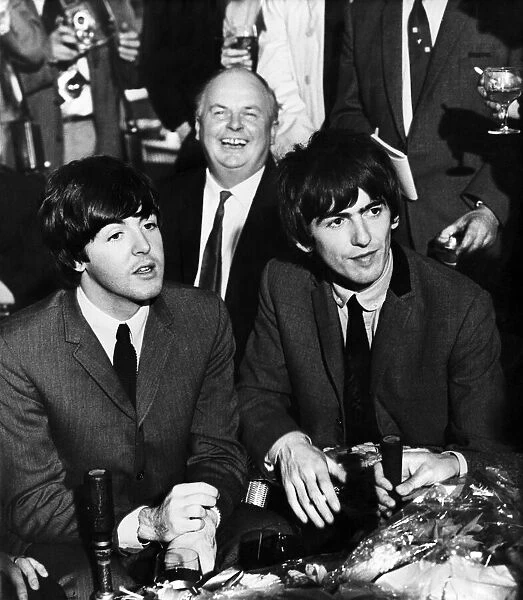 The Beatles hold a press conference at Speke Airport, Liverpool as they arrive in