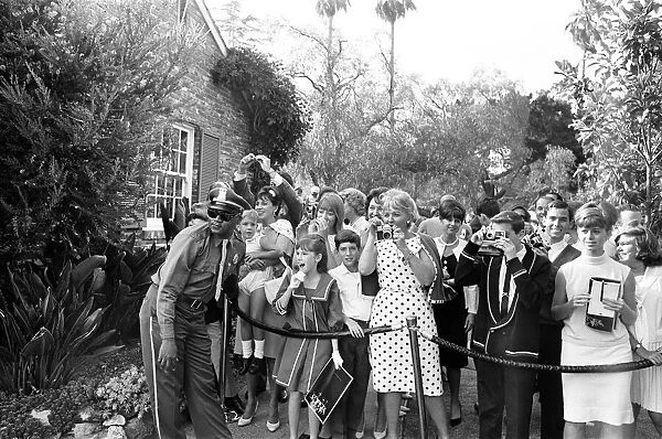 The Beatles at a Hollywood garden party on their American Tour