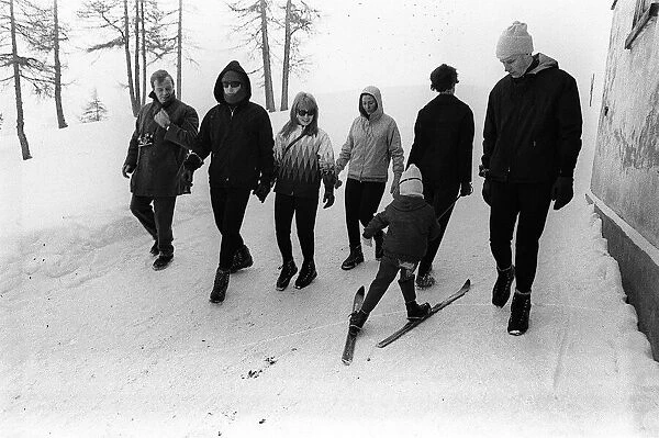 Beatles John Lennon Jan 1965 and Wife Cynthia Lennon in St Moritz on a Skiing Holiday