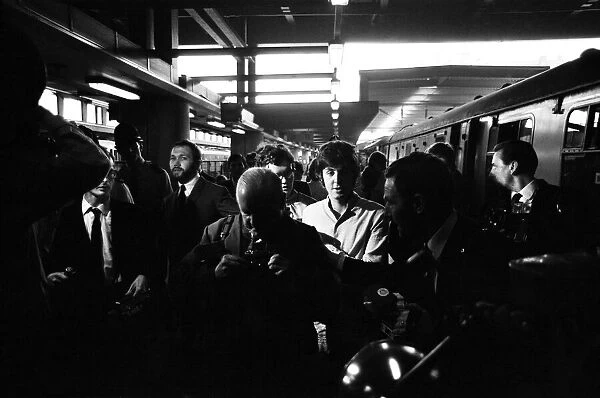 The Beatles leave London Euston Station for Bangor in North Wales