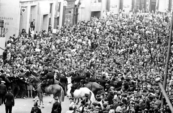 Framed Print : The Beatles in Liverpool for the Premier of a Hard Days Night Framed Print : The Beatles in Liverpool for the Premier of a Hard Days Night