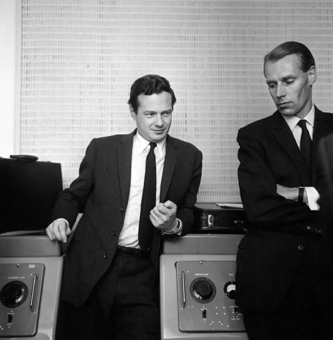 Framed Print : The Beatles manager Brian Epstein taken at the EMI Studios at Abbey Road St John