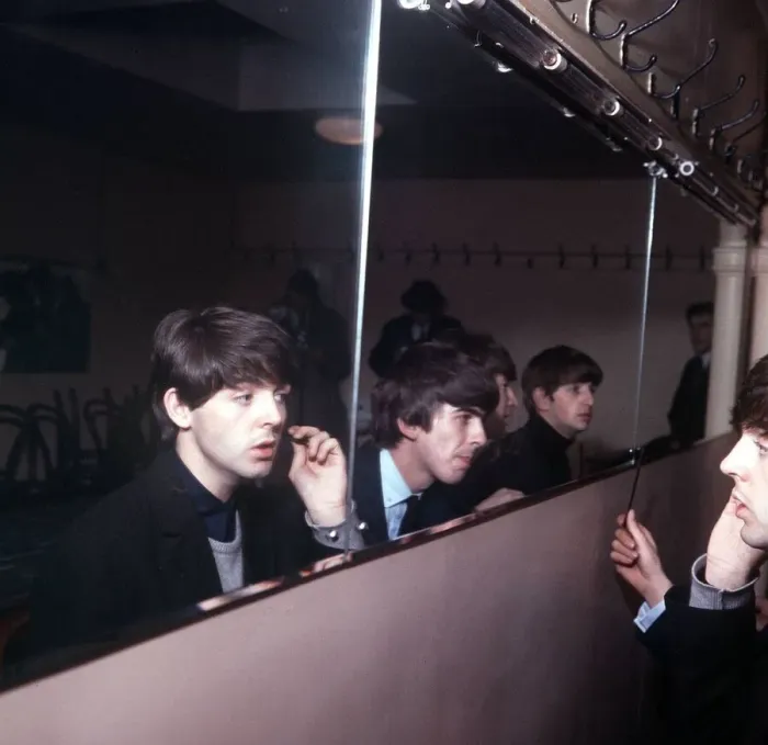 Framed Print : The Beatles at the De Montfort Hall in Leicester 10 October 1964 Reflected in Framed Print : The Beatles at the De Montfort Hall in Leicester 10 October 1964 Reflected in