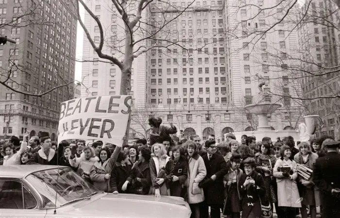 Framed Print : The Beatles in New York City February 1964 Excited fans cheer
