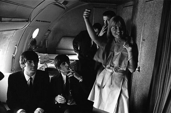 The Beatles on Pan Am Flight 101 from London Heathrow Airport to New York for a 10 day