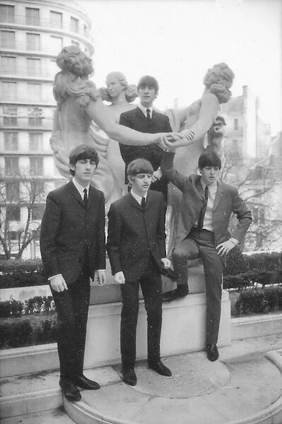 The Beatles in Paris outside the George V hotel 15 January 1964
