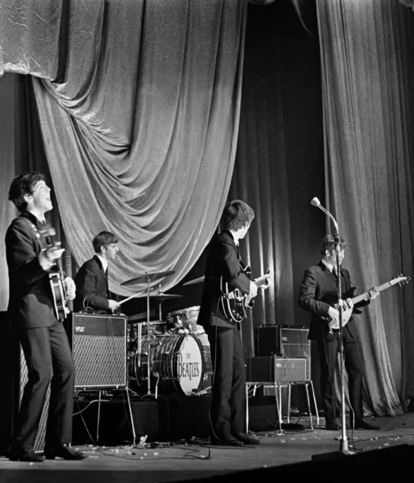 Framed Print : The Beatles performing on stage in Carlisle. 21st November 1963 Framed Print : The Beatles performing on stage in Carlisle. 21st November 1963