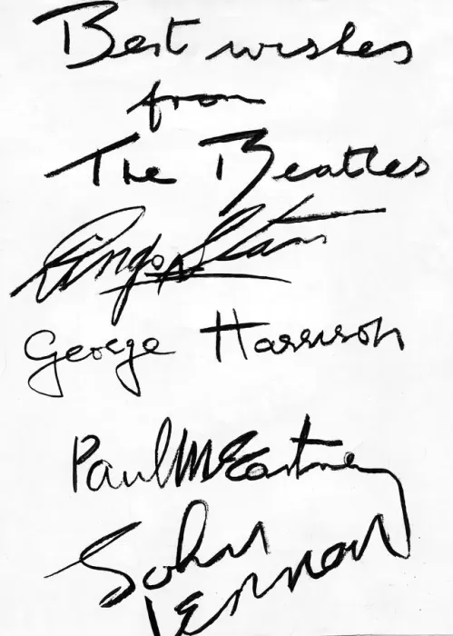 Framed Print : The Beatles - A picture showing the signed autographs of the group - Top to bottom Framed Print : The Beatles - A picture showing the signed autographs of the group - Top to bottom