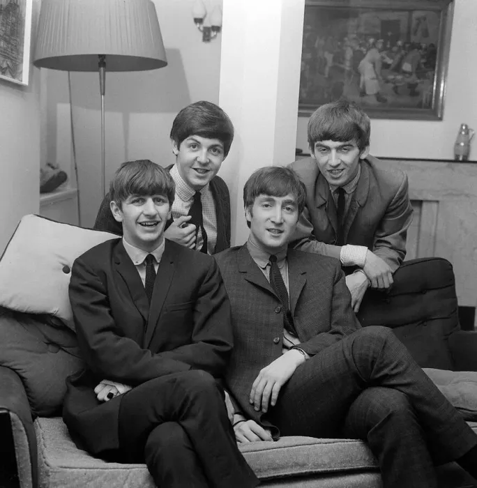 Framed Print : The Beatles pictured at the London residence of Daily Mirror