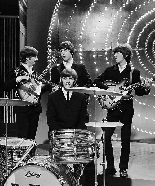 The Beatles pictured during rehearsal for appearance on BBC-TVs `Top Of The Pops