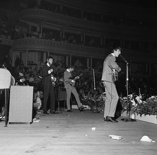 The Beatles pop group performing on the stage at The Royal Albert Hall for The Great Pop