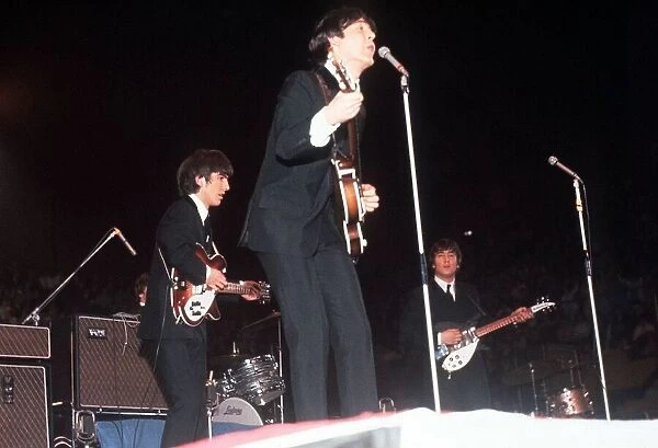 The Beatles pop group sing at the NME pop festival