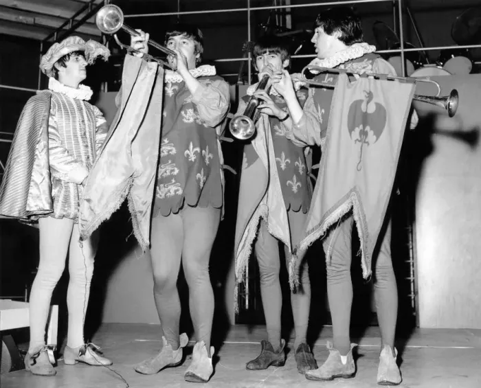 Framed Print : Beatles rehearse for Around the Beatles television spectacular Left to right Framed Print : Beatles rehearse for Around the Beatles television spectacular Left to right
