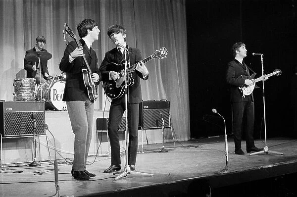 The Beatles rehearse at The Prince of Wales Theatre in London for The Royal Variety
