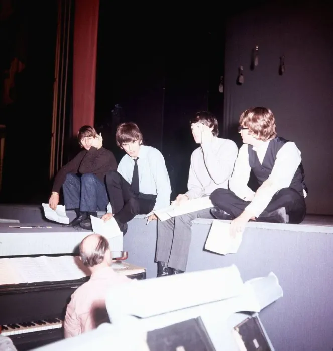 Framed Print : The Beatles rehearsing at London Palladium July 1964 for night of a 100 stars Framed Print : The Beatles rehearsing at London Palladium July 1964 for night of a 100 stars