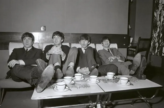 Framed Print : The Beatles relax in their dressing room between the rehearsals for the Royal Variety Framed Print : The Beatles relax in their dressing room between the rehearsals for the Royal Variety