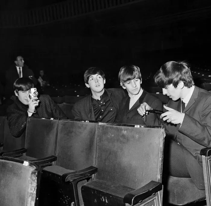 Framed Print : The Beatles rest in Ritz cinema Belfast after 300 police were used to stop thousands of Framed Print : The Beatles rest in Ritz cinema Belfast after 300 police were used to stop thousands of