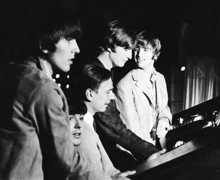 Framed Print : The Beatles running through a Flying Ballet routine with sketch director Joseph Framed Print : The Beatles running through a Flying Ballet routine with sketch director Joseph