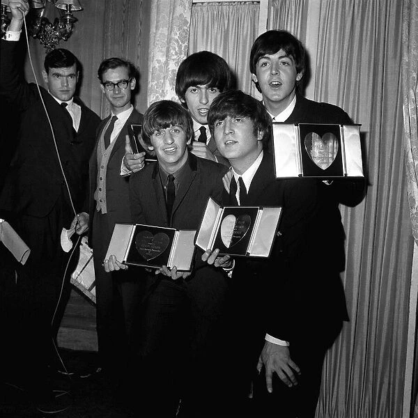 The Beatles with their Silver Hearts at the Variety Club Awards, Dorchester Hotel, London