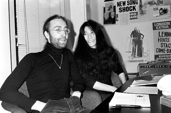 Beatles singer John Lennon with wife Yoko Ono sends his MBE back to The Queen