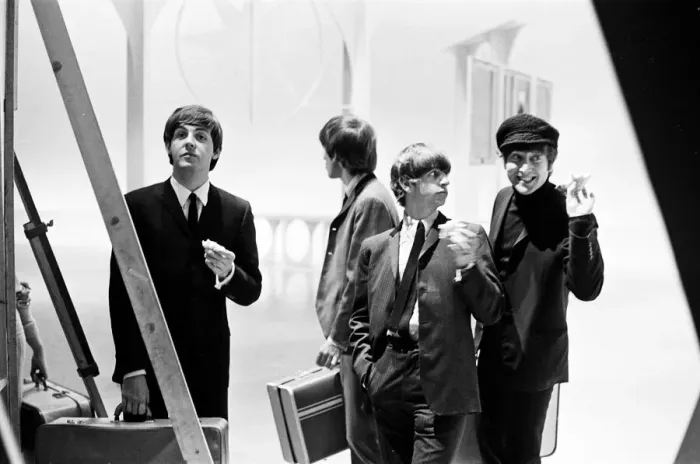 Framed Print : The Beatles, Teddington TV Studios. Break during recording of music