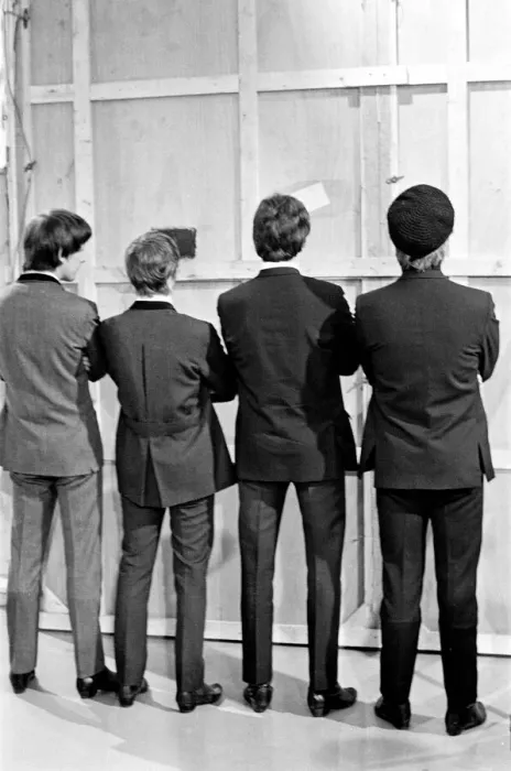 Framed Print : The Beatles, Teddington TV Studios. Break during recording of music Framed Print : The Beatles, Teddington TV Studios. Break during recording of music