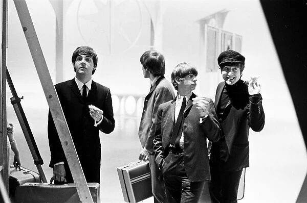 The Beatles, Teddington TV Studios. Break during recording of music