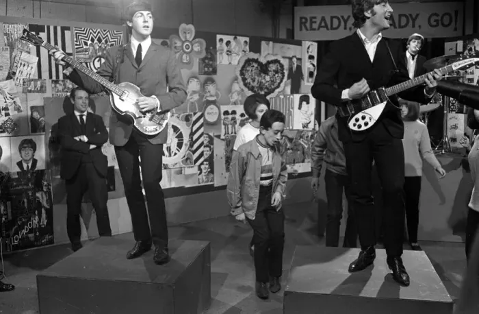 Framed Print : The Beatles at Television House, Kingsway, for an appearance on the television Show