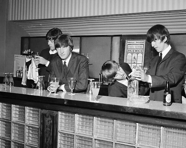 The Beatles in the Theatre Bar at the Prince of Wales Theatre, London