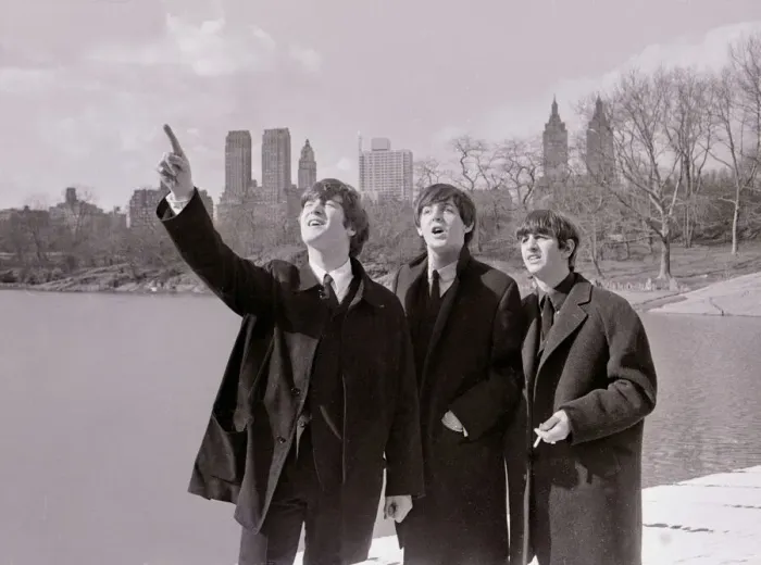 Framed Print : Beatles tour of USA 1964 New York City 9th February 1964 L-R John Lennon Paul