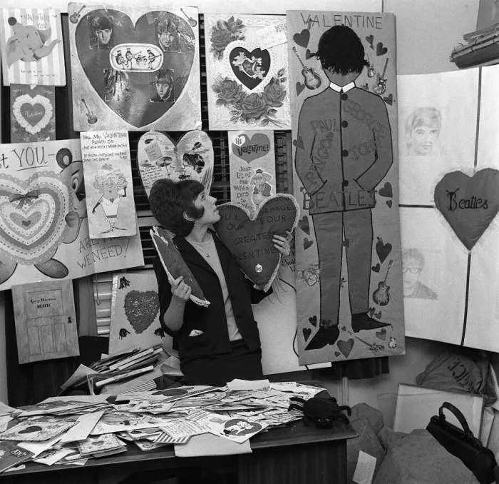 Framed Print : Beatles valentines day cards are sorted and looked trough at the fan club Framed Print : Beatles valentines day cards are sorted and looked trough at the fan club
