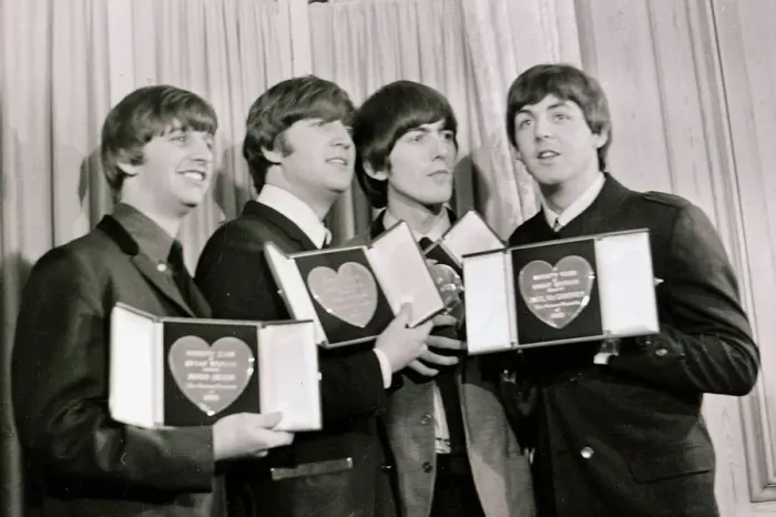 Framed Print : The Beatles with their Variety Club Awards March 1964 L-R Ringo Starr Framed Print : The Beatles with their Variety Club Awards March 1964 L-R Ringo Starr