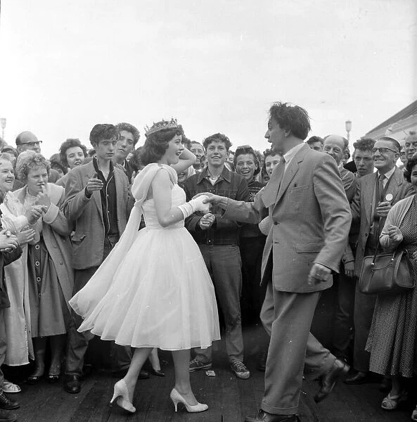Beauty Queen dancing with Ken Dodd at Blackpool 5th August 1958
