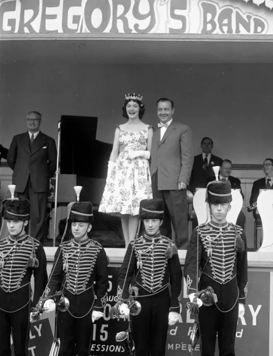 Framed Print : Beauty Queen on stage at Blackpool 5th August 1958