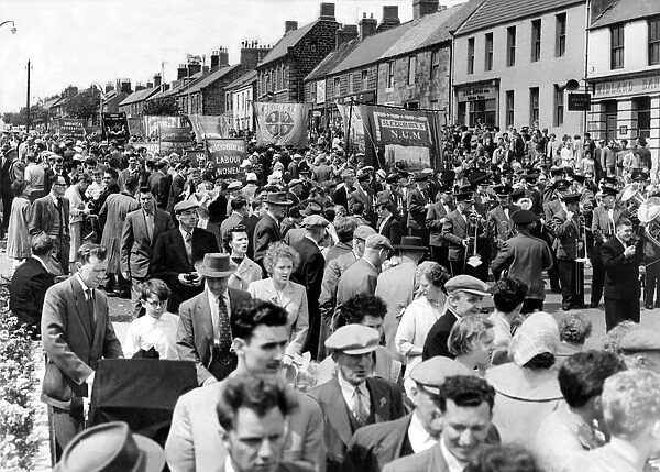 Bedlington Miners Picnic - Bands and banners in the streets at Bedlington attract a crowd