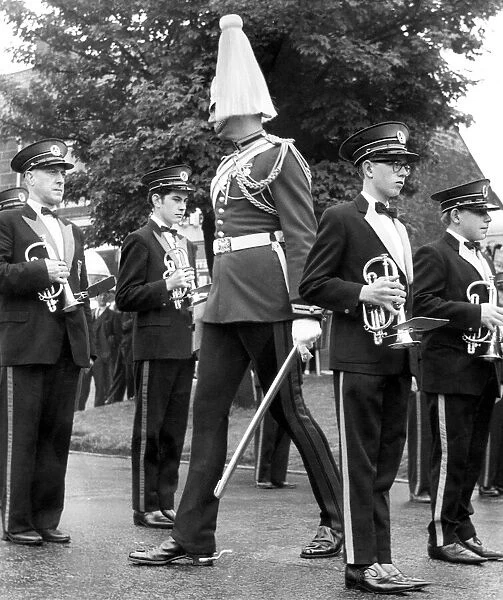 Bedlington Miners Picnic - Members of Backworth Colliery Band are inspected by Corporal