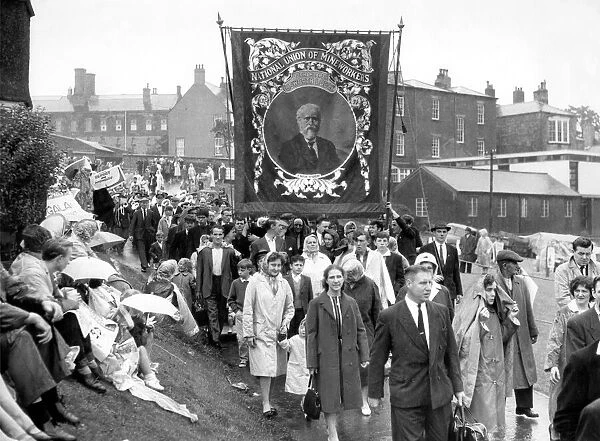 Bedlington Miners Picnic - Miners and their families marching to the picnic ground