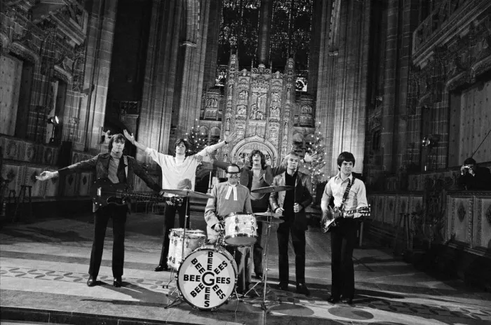 Framed Print : The Bee Gees perform at Liverpool Anglican Cathedral. The Bee Gees are brothers Maurice Framed Print : The Bee Gees perform at Liverpool Anglican Cathedral. The Bee Gees are brothers Maurice